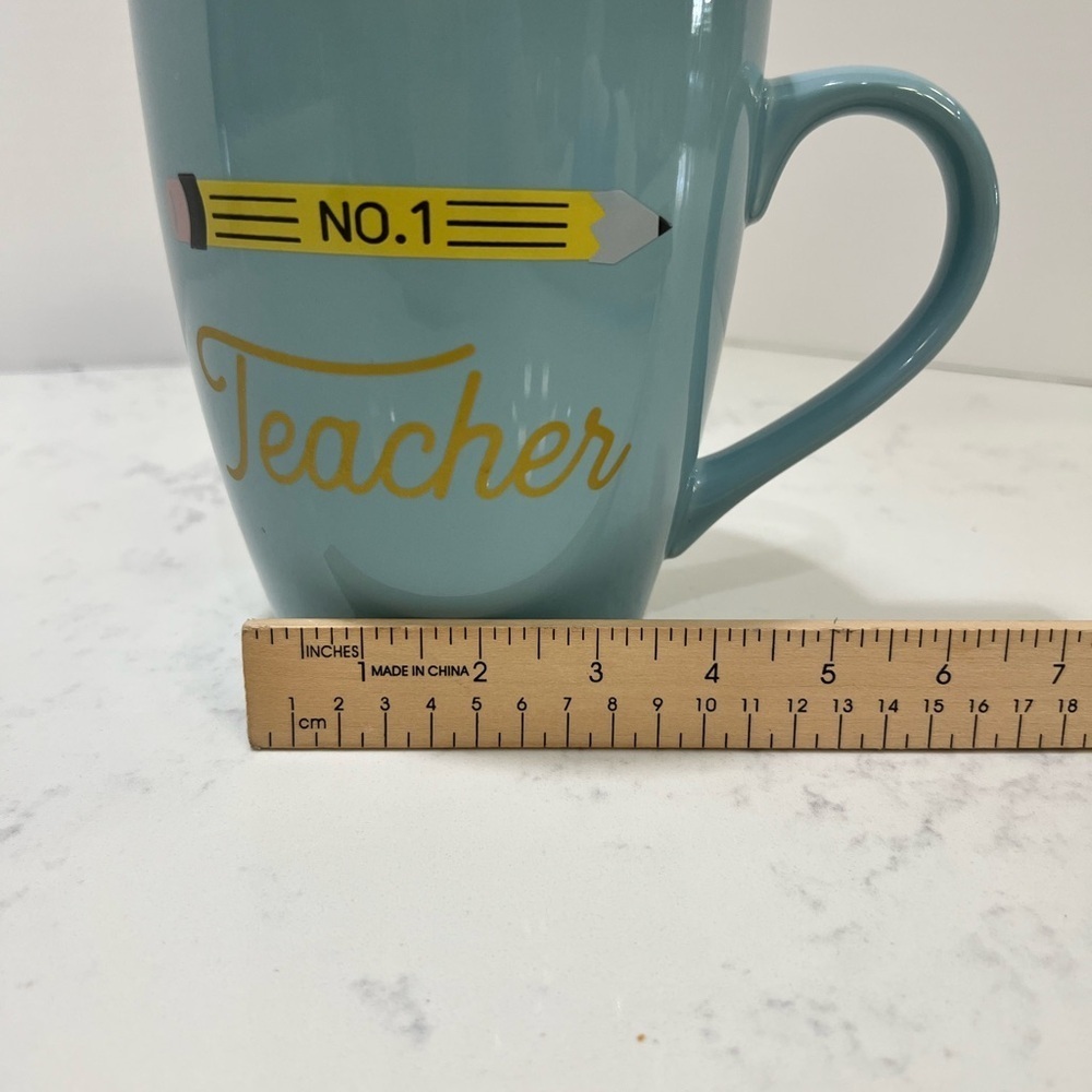 No.1 Teacher Blue Mug with Pencil Graphic - Picture 8 of 8